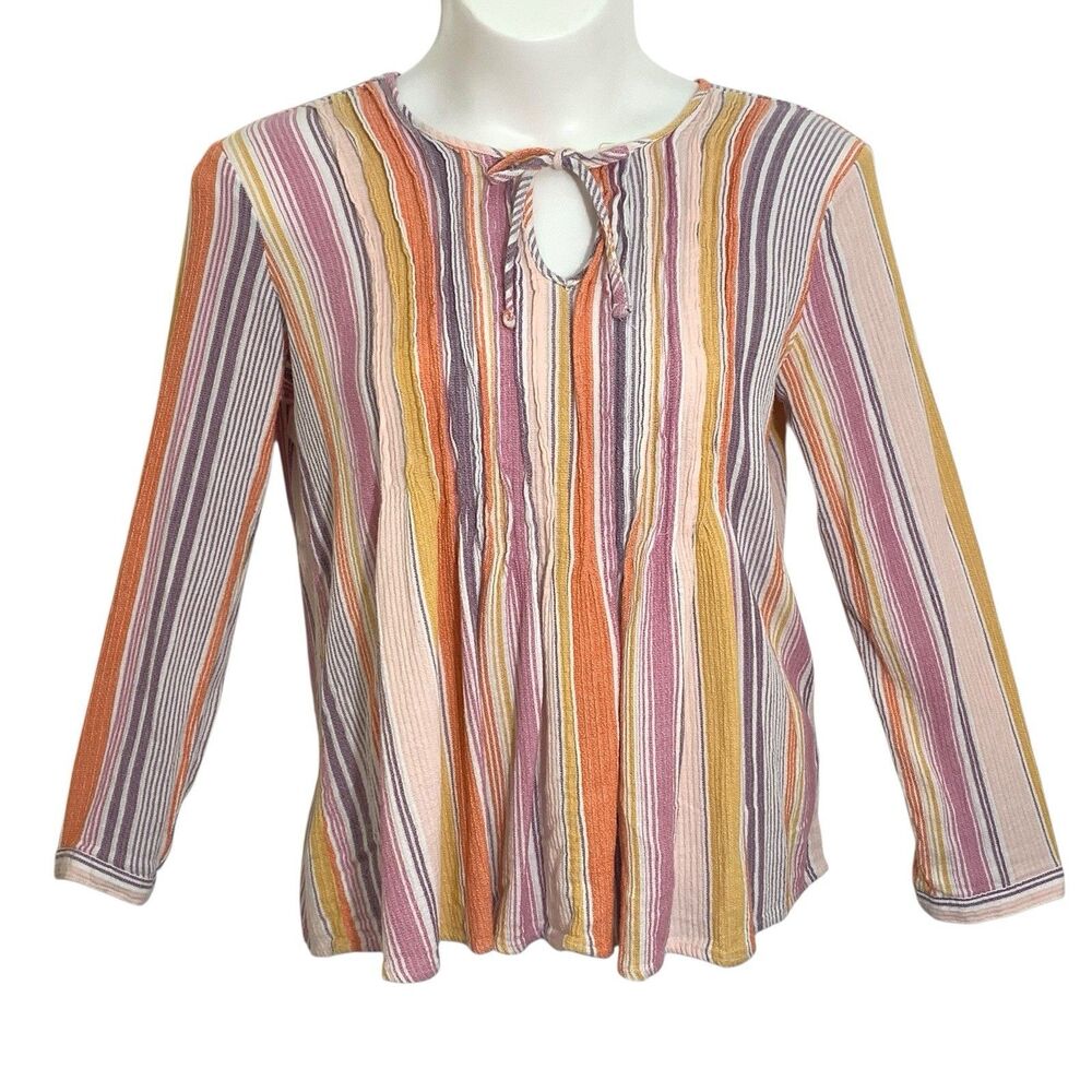 ANA A New Approach Blouse Top Womens Size XL Multicolor Striped Long Sleeve